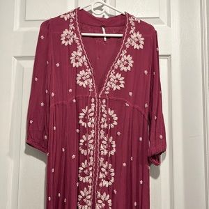Free People Embroidered Fable MIDI Dress